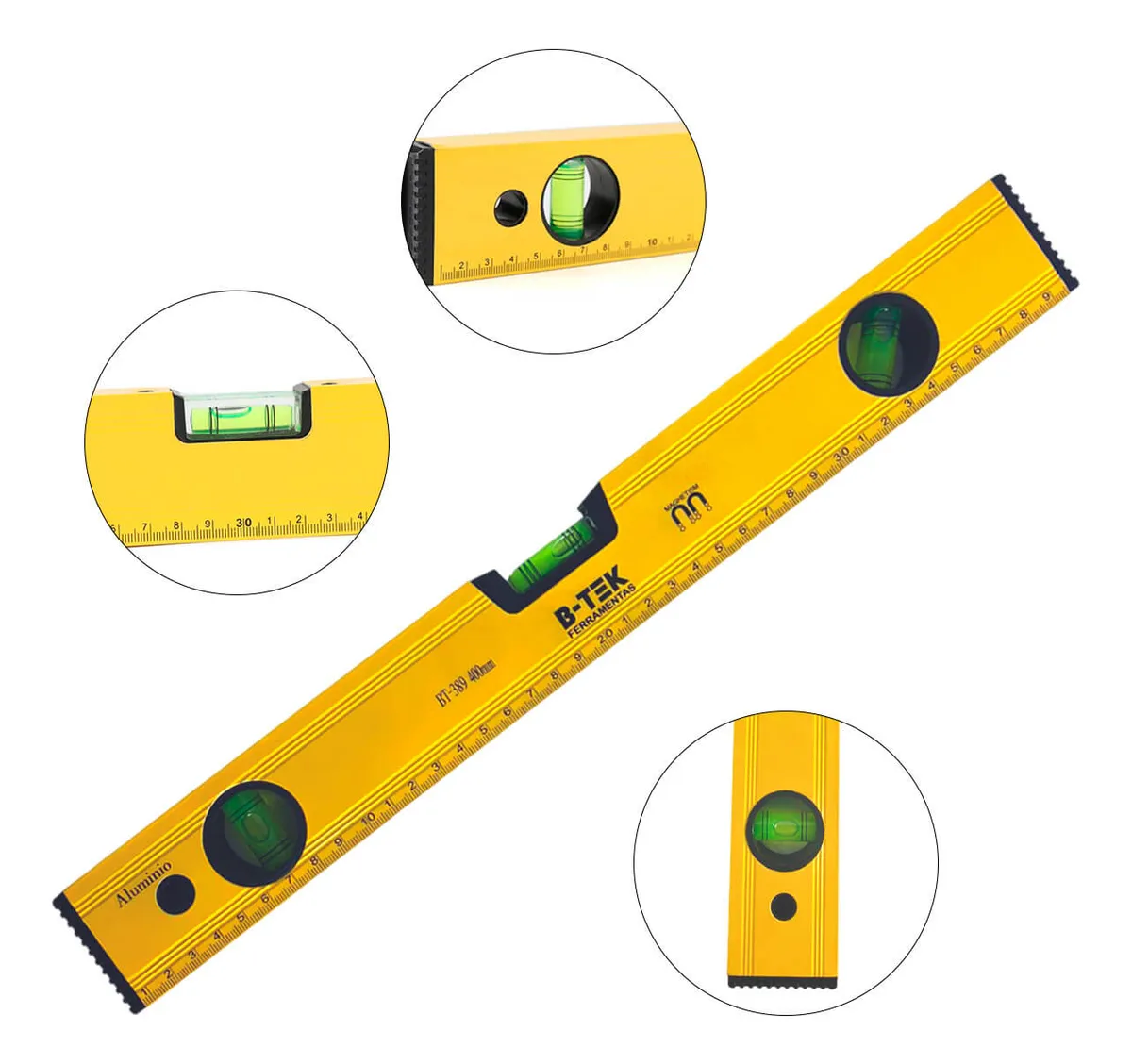 Nível de Alumínio B-TEK 16” (40cm) – Precisão Profissional